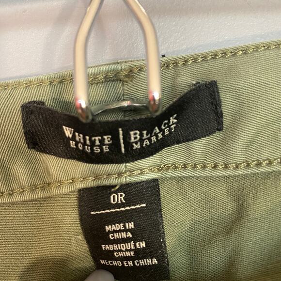 WHBM Olive Jeweled & Beaded Detail Ankle Cuffed Casual Pants Women Sz 0R - Picture 8 of 8